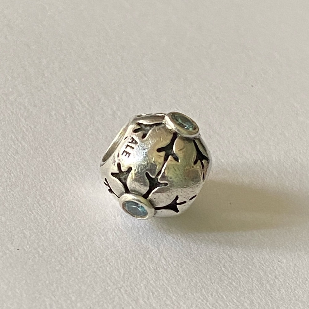 Pandora Retired Snowflake Charm Blue CZ Accents